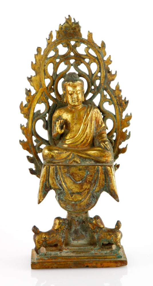 Appraisal: - Chinese Gilt Buddha Chinese Buddha gilt metal h x