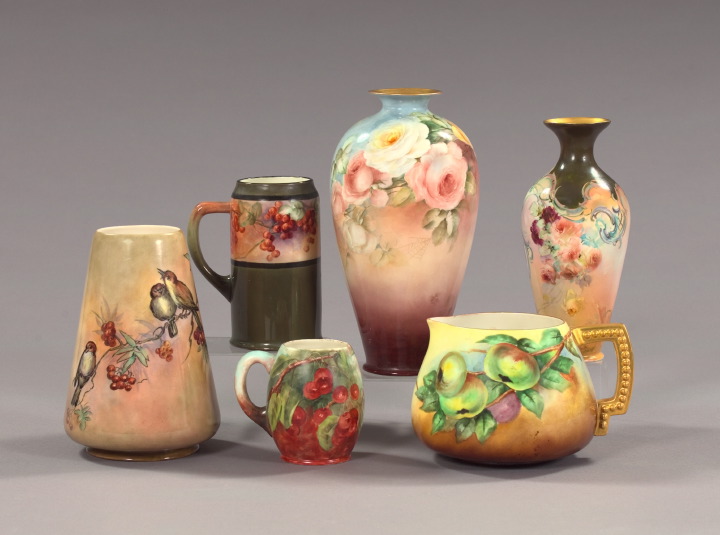 Appraisal: Six-Piece Collection of Hand-Painted American Belleek Porcelain comprised of a