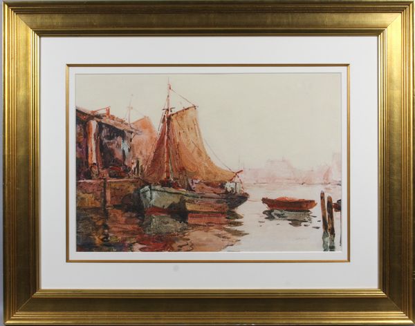 Appraisal: Anthony Thieme - harbor scene w c x sight x