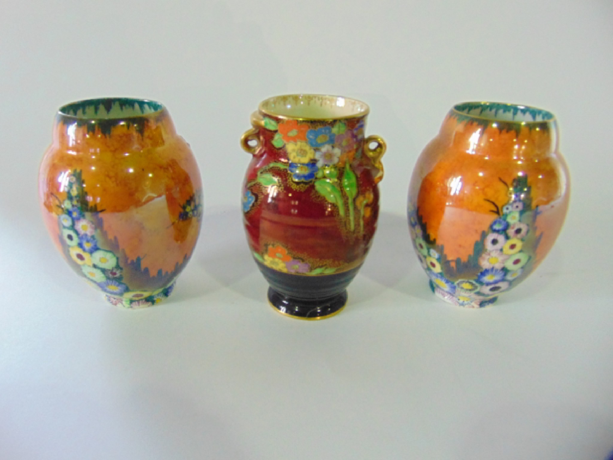 Appraisal: A pair of Carlton ware vases of ovoid form with