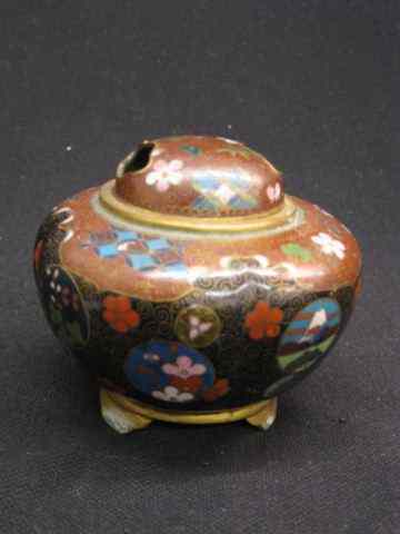 Appraisal: Japanese Cloisonne Censor signed Meiji period tri-footed '' diameter melon