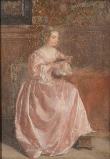 Appraisal: CHARLES PECRUS French CHARLES PECRUS French - SEATED LADY READINGoil