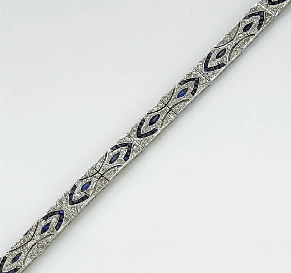 Appraisal: A diamond and sapphire bracelet mounted in eighteen karat white