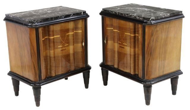 Appraisal: pair Italian Art Deco bedside cabinets c s having inset