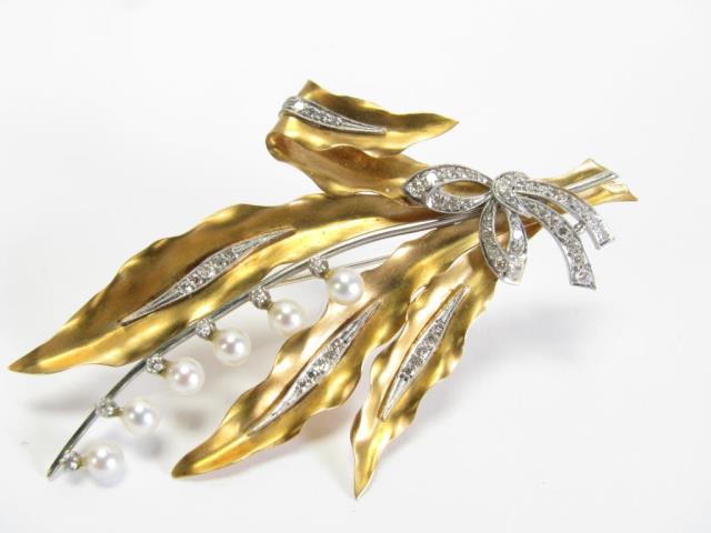 Appraisal: An K yellow gold and platinum Lily of the Valley