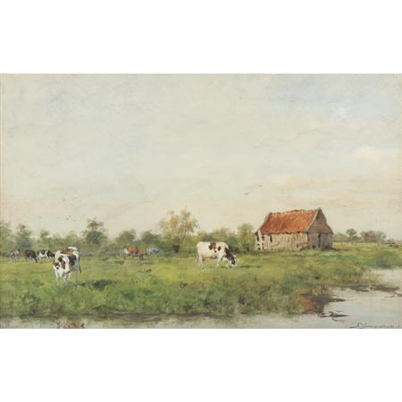 Appraisal: Adrianus Johannes Groenewegen Dutch - Cows in a Pasture Estimate