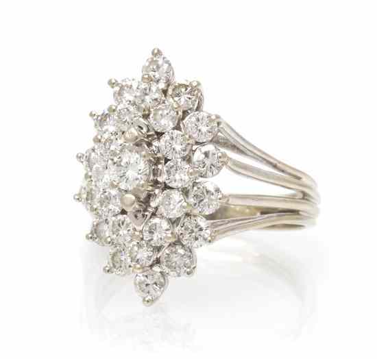 Appraisal: A Karat White Gold and Diamond Cluster Ring containing round