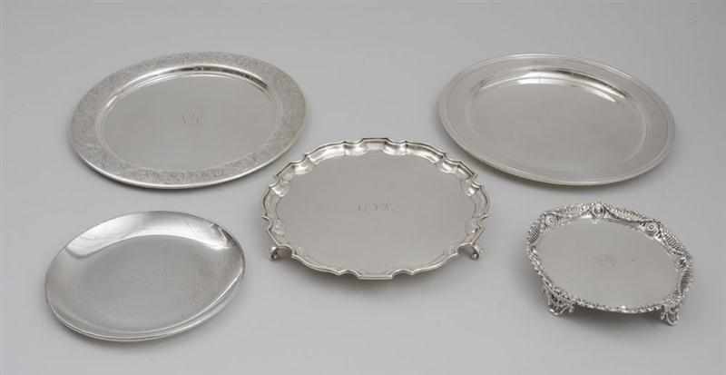 Appraisal: TWO TIFFANY CO MONOGRAMMED SILVER CIRCULAR TRAYS A CRICHTON PIECRUST