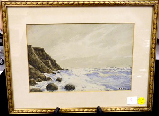 Appraisal: W H Phipps - watercolor on paper cliffs and oceans