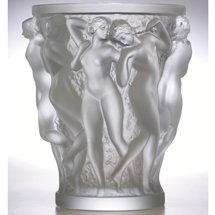 Appraisal: Lalique Bacchantes vase large flaring shape in frosted glass with