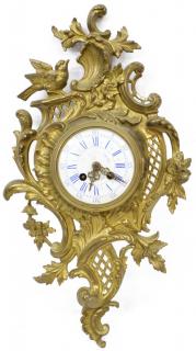 Appraisal: LOUIS XV STYLE SONG BIRD FLORAL BRASS WALL CLOCK Louis