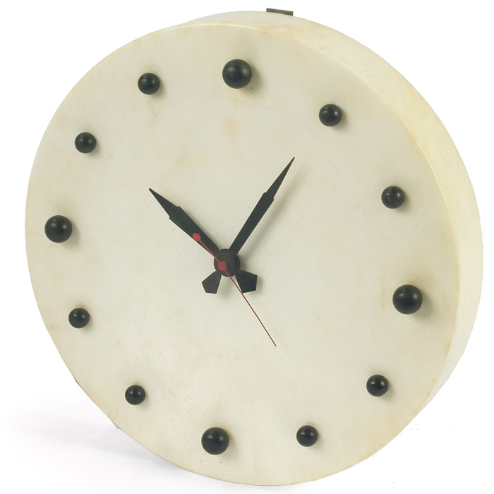 Appraisal: Italian marble wall clock s round white marble with black