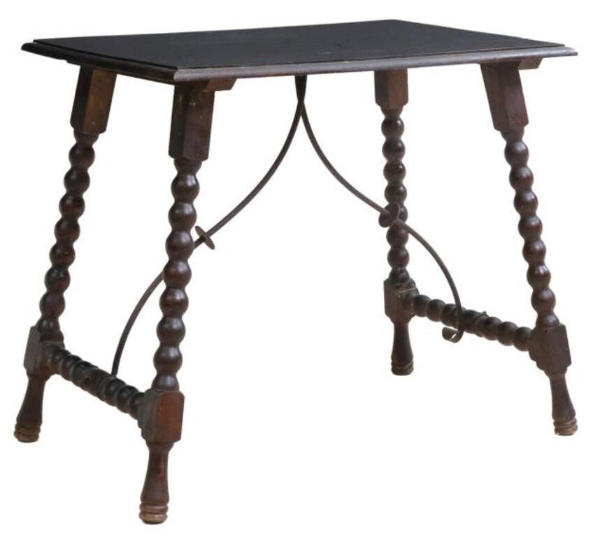 Appraisal: Spanish Baroque style ebonized table late th c rectangular top