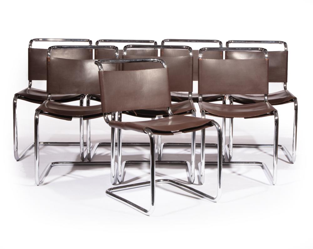 Appraisal: Eight Marcel Breuer for Knoll B- Chrome and Leather Dining