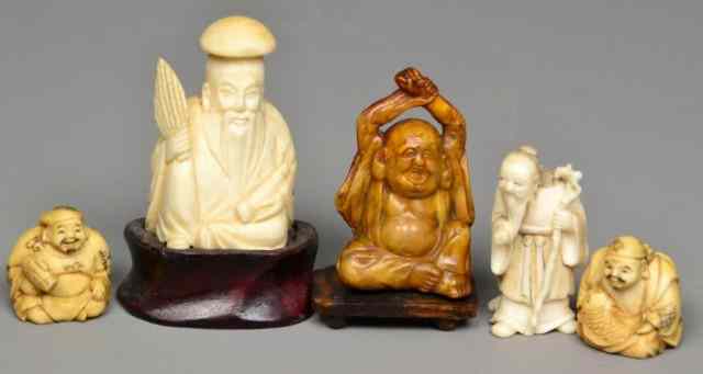 Appraisal: Japanese Carved Ivory FiguresProbably Meji period finely carved to include