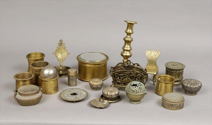 Appraisal: Twenty-One Assorted Asian Near Eastern and European Brass Silver Silverplate