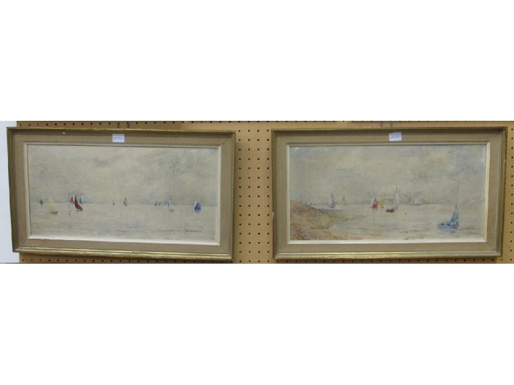 Appraisal: ROBIN MILLER Pair of oil on board seascapes both signed