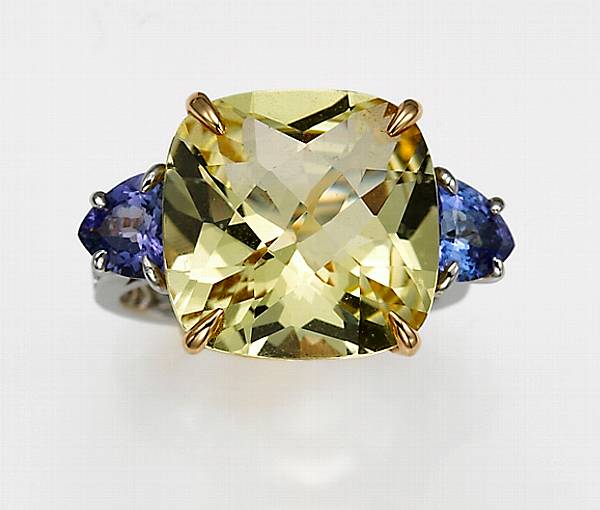 Appraisal: A lemon citrine tanzanite diamond platinum and eighteen karat gold