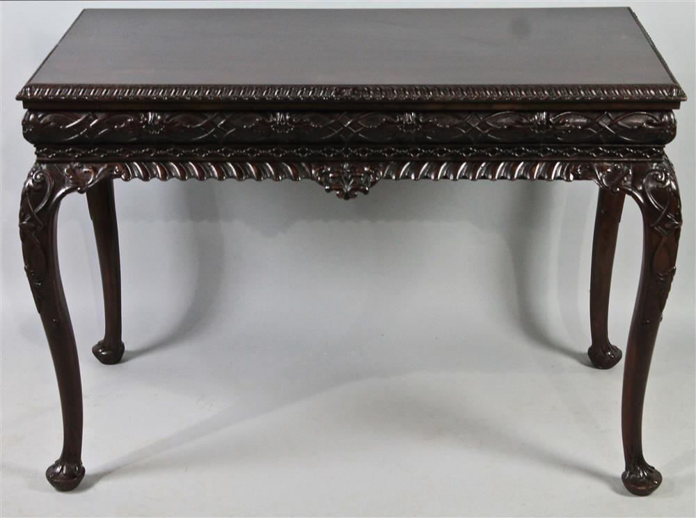 Appraisal: ROCOCO STYLE CARVED MAHOGANY WRITING DESK having a rectangular top