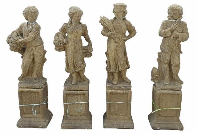 Appraisal: lot Cast stone garden statuary The Four Seasons figures modeled