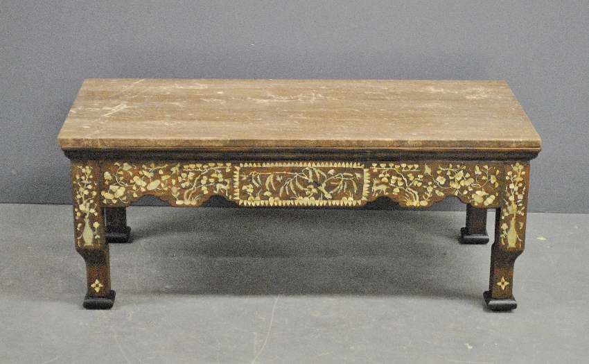 Appraisal: - Chinese low table with marble top h x l