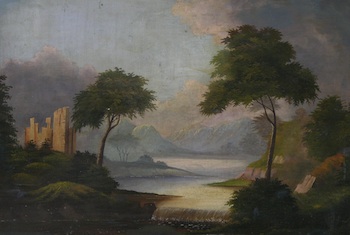 Appraisal: Unknown Artist th Century Landscape with waterfall Oil on artist's