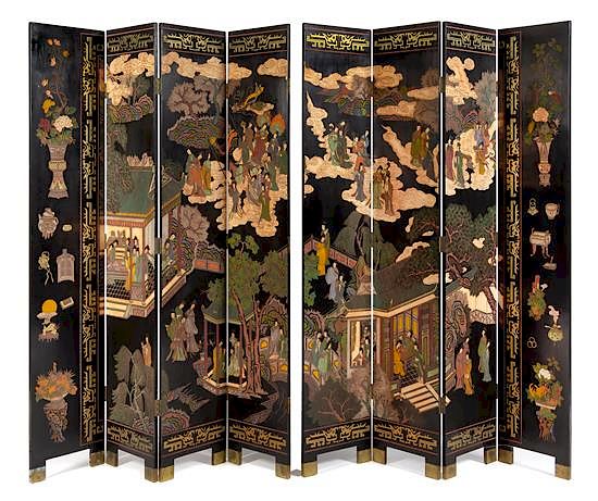 Appraisal: A Large Coromandel Floor Screen Each height x width inches