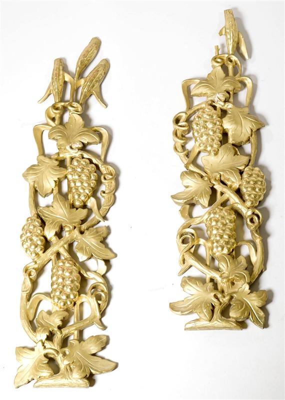 Appraisal: PAIR OF CARVINGS Baroque style Gilt wood and stucco L