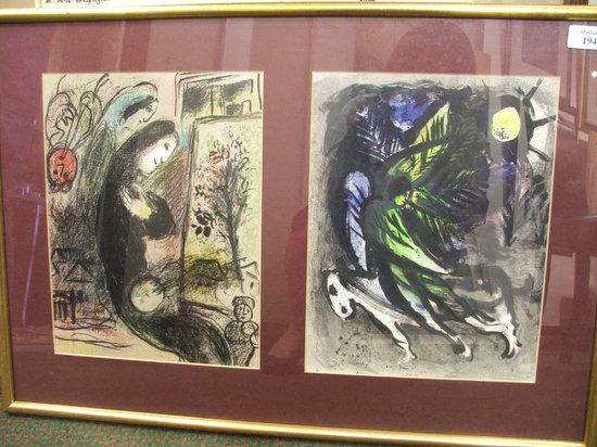 Appraisal: MARC CHAGALL 'L'Inspire' and 'L'Ange' two lithographs hand-coloured x framed