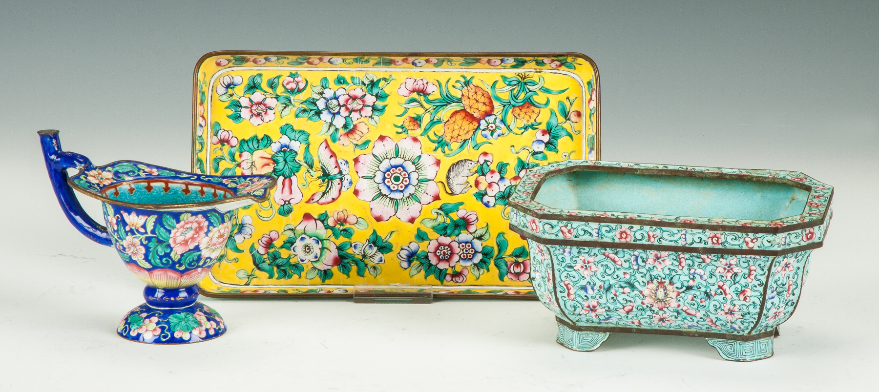 Appraisal: Chinese Enamel on Copper Table Articles