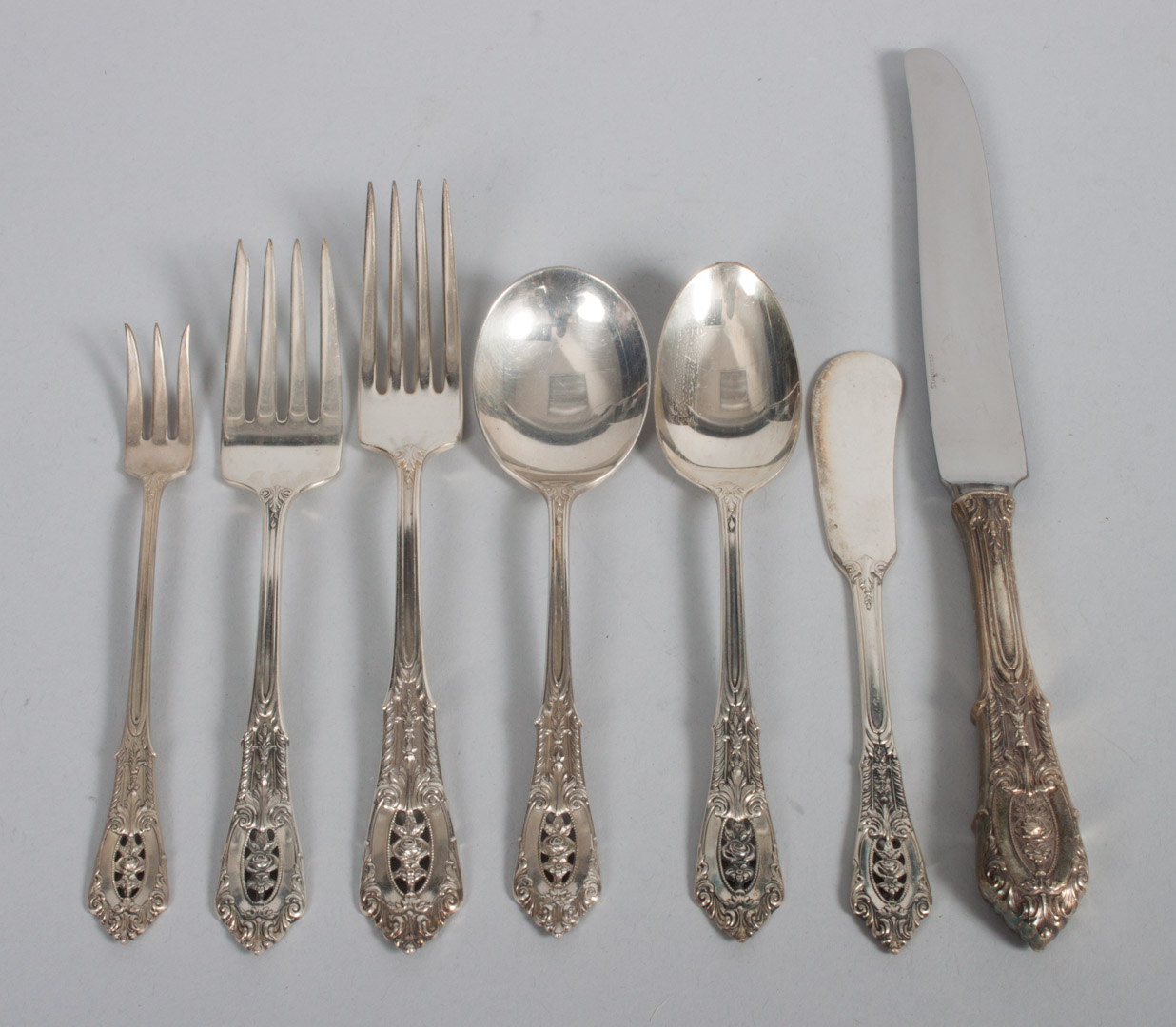 Appraisal: Wallace Rose Point sterling partial flatware set comprising pieces including