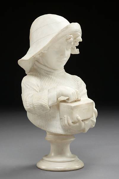 Appraisal: An Italian white marble figure of a young boy last