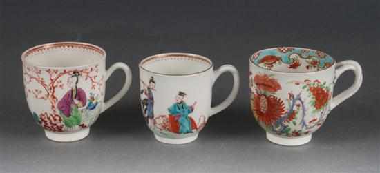 Appraisal: Three Staffordshire chinoiserie decorated china teacups fourth quarter- th century