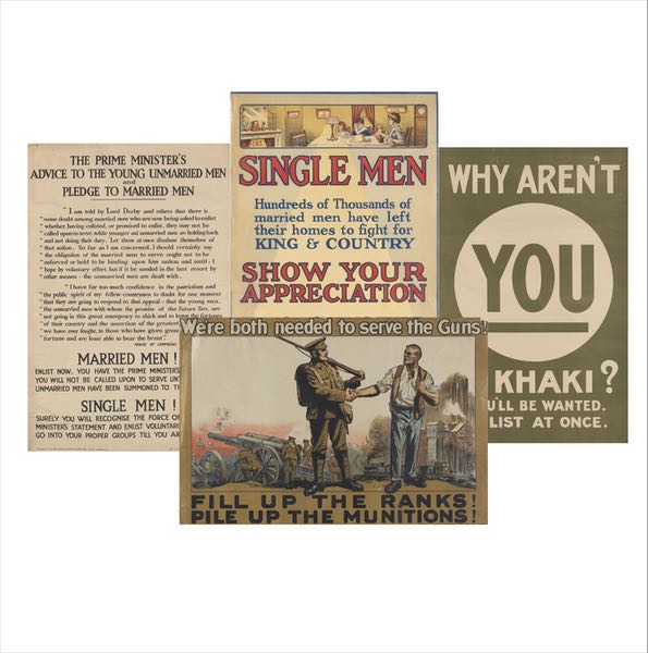 Appraisal: WWI BRITISH RECRUITING POSTERS x Set of original WWI British