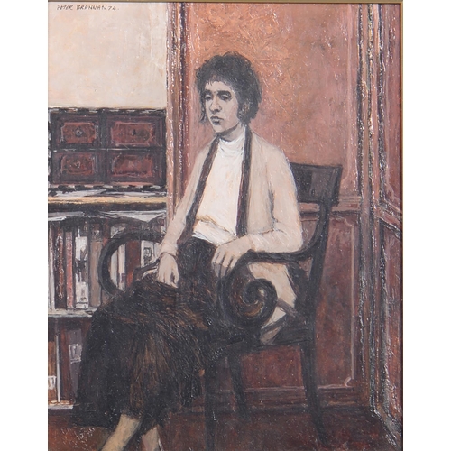 Appraisal: Peter Brannan - - Interior with Seated Figure signed and