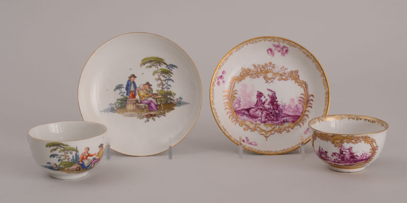 Appraisal: MEISSEN PORCELAIN BATAILLENMALEREI TEA BOWL AND SAUCER AND ANOTHER MEISSEN