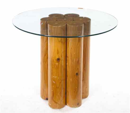 Appraisal: A Pine Occasional Table having a circular glass top over