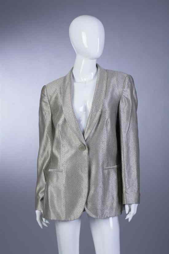 Appraisal: GIORGIO ARMANI PALE TAUPE JACKET Size In a pebble pattern