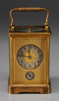 Appraisal: Carriage Clock late th early th century brass case with