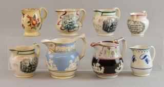 Appraisal: Eight various th century English pottery jugs the tallest cms