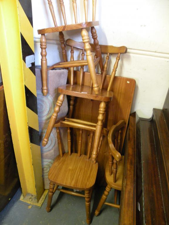 Appraisal: A pine kitchen table four chairs a modern pattern rug