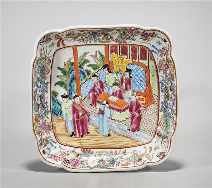 Appraisal: Chinese enameled porcelain dish depicting a group of figures D