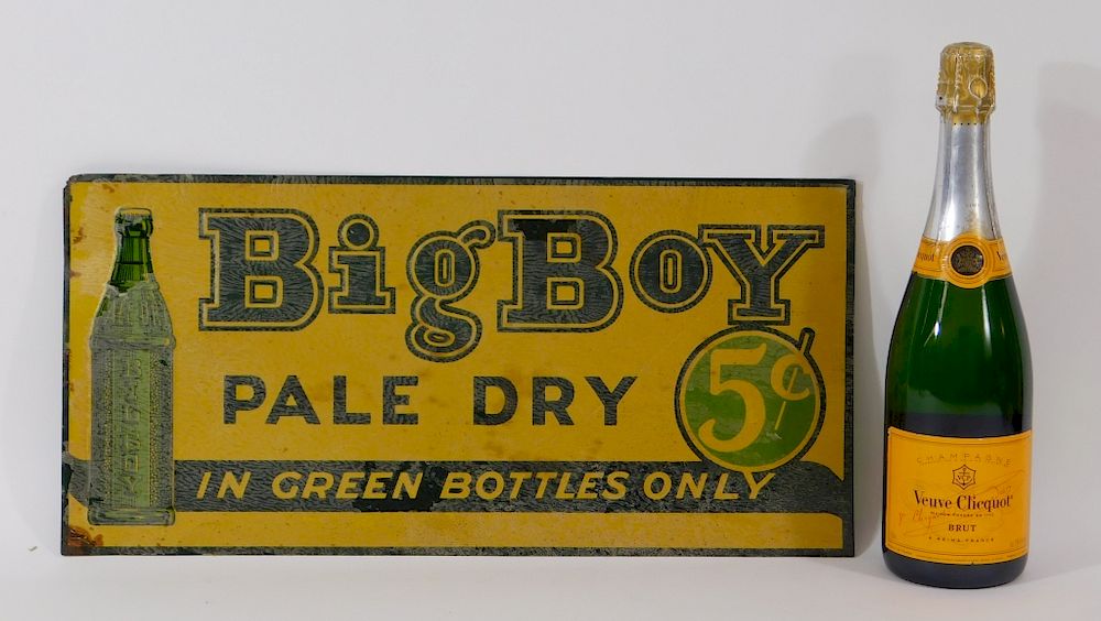 Appraisal: Big Boy Pale Dry Soda Tin Advertising Sign United States