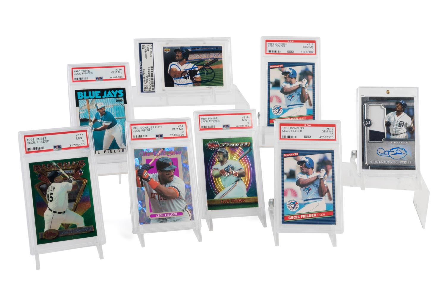 Appraisal: CECIL FIELDER AUTOGRAPHED CUTS GRADED CARDS Grouping of eight Cecil