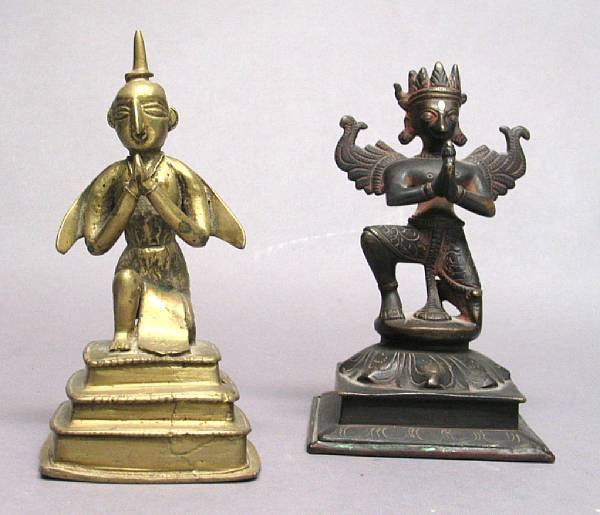 Appraisal: Two Indian cast metal figures of Garuda Each kneeling on