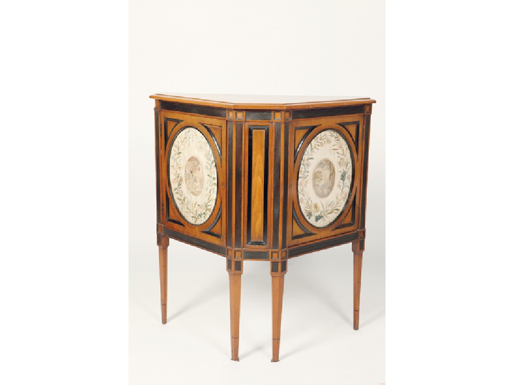 Appraisal: A VICTORIAN MAHOGANY SIDE CABINET inset with a pair of