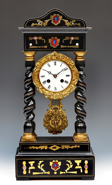 Appraisal: A th Century French portico mantel clockwith white enamel Roman