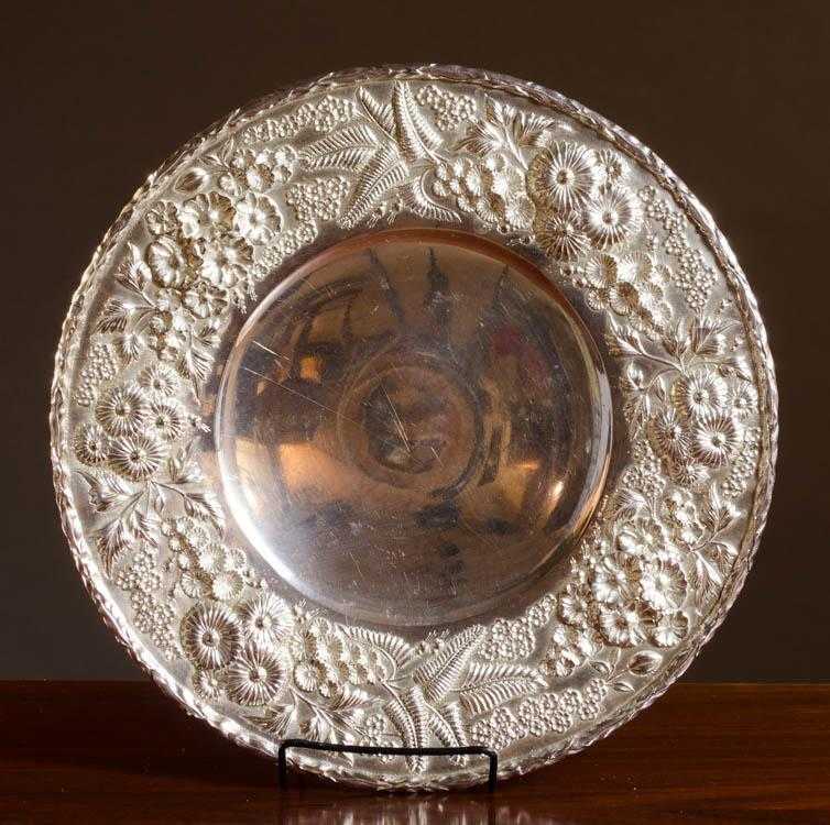 Appraisal: S KIRK SON STERLING SILVER REPOUSSE ROUND TRAY Weight troy