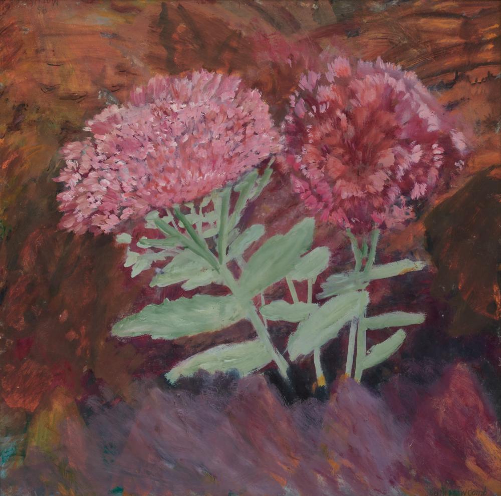 Appraisal: MARY SLATFORD NEWCOMB British - Sedum and Paling Fence Moving