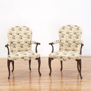 Appraisal: Pair George III mahogany open armchairs Pair George III mahogany